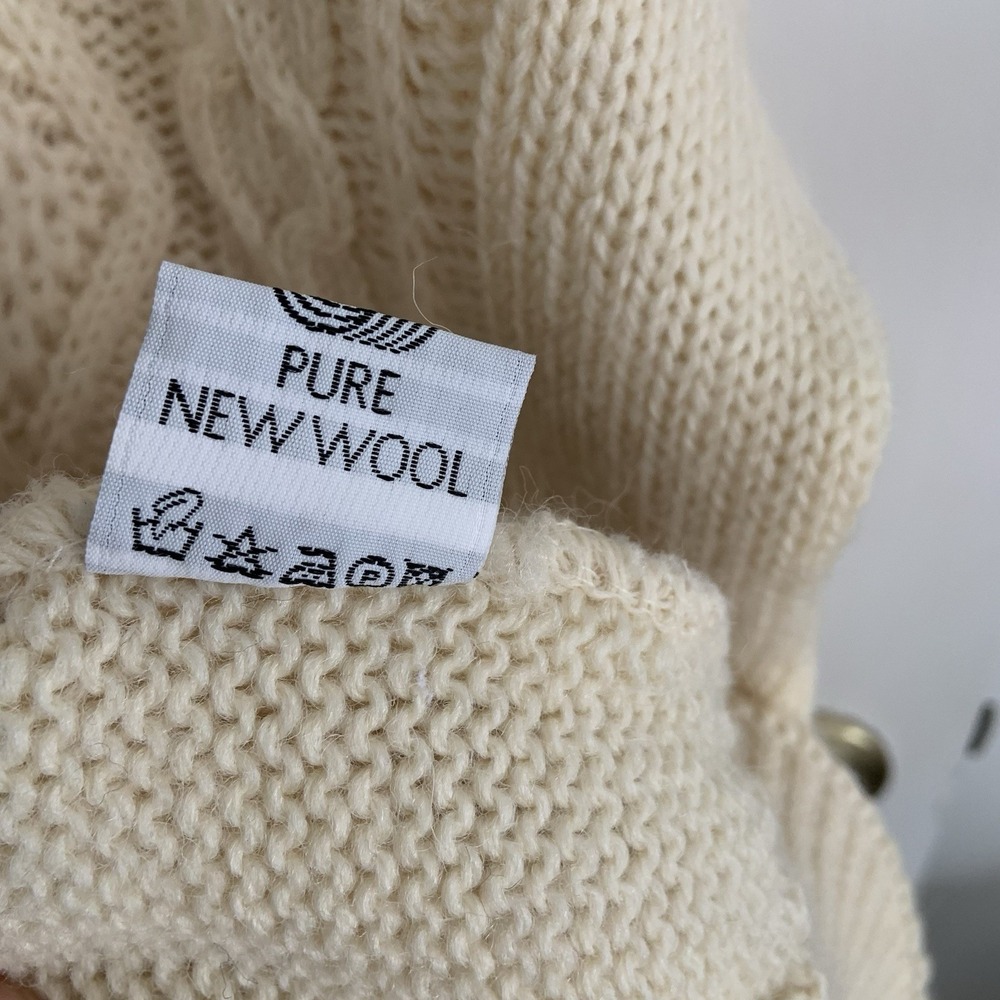 Blarney Woolen Mills Creme White Wool Cable Knit Chunky Sweater Men sz XXL EUC - Picture 7 of 8